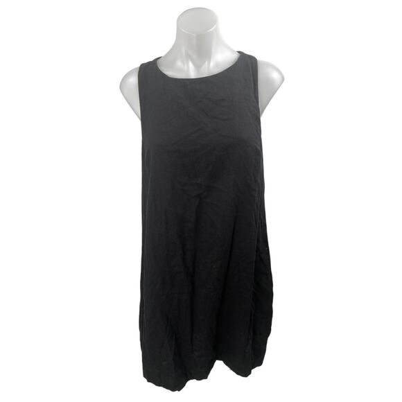 MNG Mango Black Sleeveless Round Neck Cutout Back Cami Tank Mini Shift Dress 10 - Picture 1 of 3
